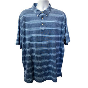 PETER MILLAR SUMMER COMFORT GOLF POLO SHIRT BLUE STRIPES XXL